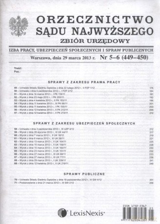 Orzecznictwo Sądu Najwyższego zbiór urzędowy 5-6/2013 [KSIĄŻKA]