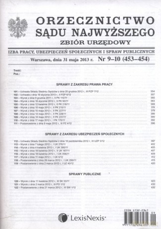 Orzecznictwo Sądu Najwyższego zbiór urzędowy 9-10/2013 [KSIĄŻKA]
