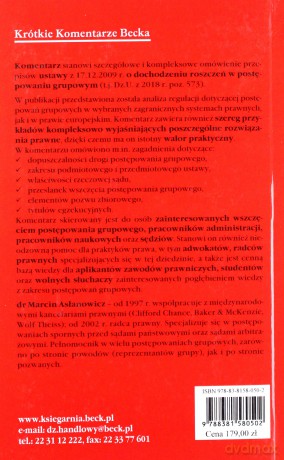 Ustawa o dochodzeniu roszczeń w postępowaniu grupowym Komentarz - Marcin Asłanowicz [KSIĄŻKA]