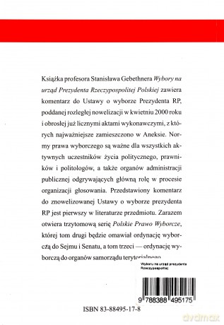 Wyboru na urząd prezydenta Rzeczypospolitej Polskiej - Stanisław Gebethner [KSIĄŻKA]