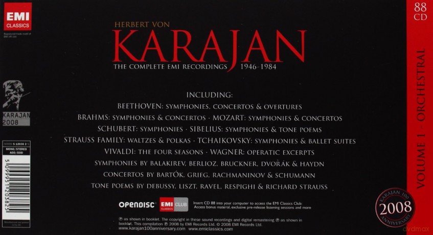 Herbert Von Karajan: Complete Emi Recordings Vol.1, Orchestra [88CD]