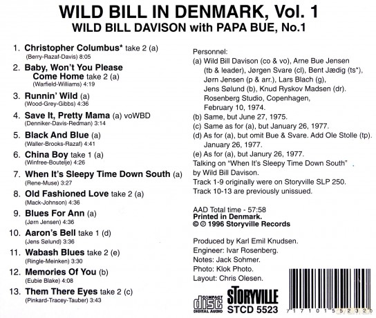 Wild Bill Davison: In Denmark Vol. 1 [CD]