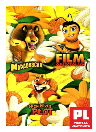 Kwiatowy zestaw: Skok przez płot / Madagaskar / Film o pszczołach BOX [3DVD]