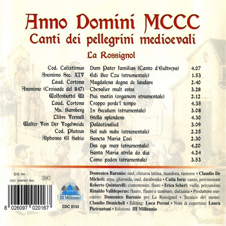 La Rossignol: La Rossignol-Anno Domini Mccc, Canti Dei Pellegrini Medioevali [CD]
