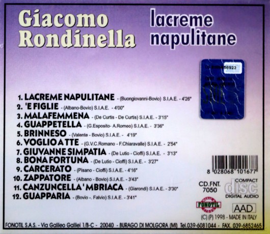 Giacomo Rondinella: Lacrime Napulitane [CD]
