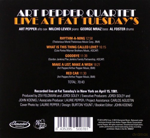 Art Pepper: Live at Fat Tuesday's (Deluxe) [CD]