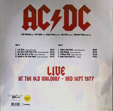 AC/DC: Acdc - Best Of Live At The Waldorf,'san Francisco'september 3, 1977 [Winyl]
