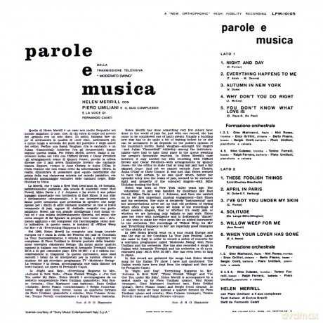 Helen Merrill: Parole E Musica [2xWinyl]