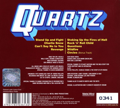 Quartz: Stand Up And Fight (+ 1 Bonus Track) (Digipack) [CD]