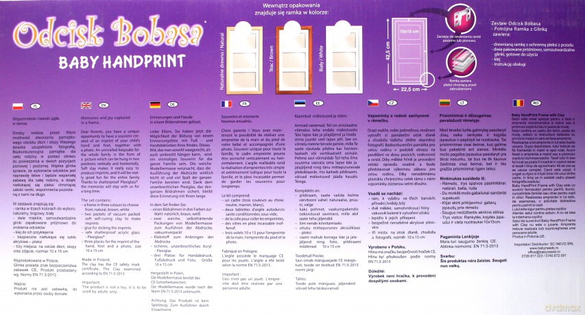 Odcisk bobasa. Potrójna ramka z glinką szara